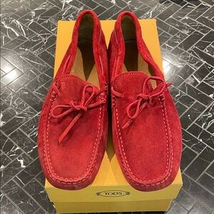 Tod's Vibrant Red Suede Men's Loafers
